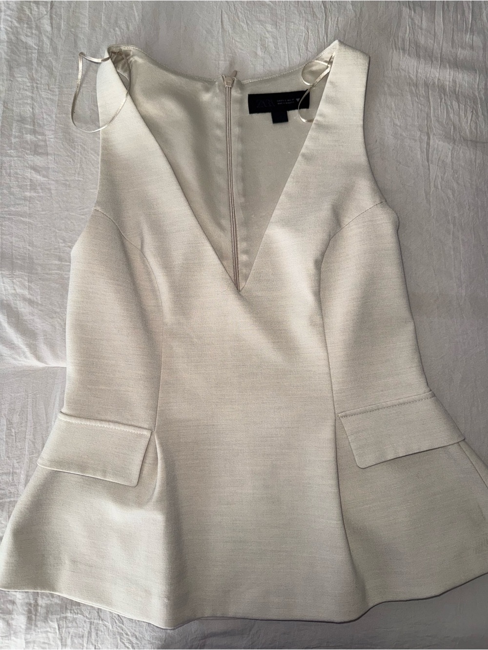 Zara Strapless Ivory Peplum Top